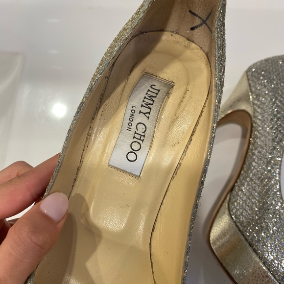 Jimmy choo authentic gold/silver pumps/ heels size 37 1/2 - Picture 8 of 9